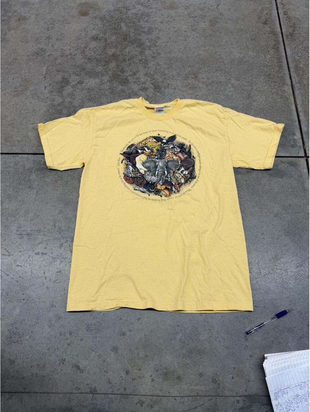 vintage biodiversity yellow nature animal shirt size medium